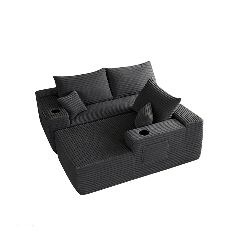 Compression Sectionals With Storage, 108 Inch Plush Modern Sofa For Home
