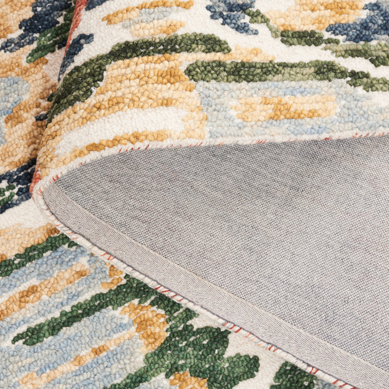 Tapis en laine / coton touffeté à la main Ikat 151, Rectangle 5 pi x 8 pi