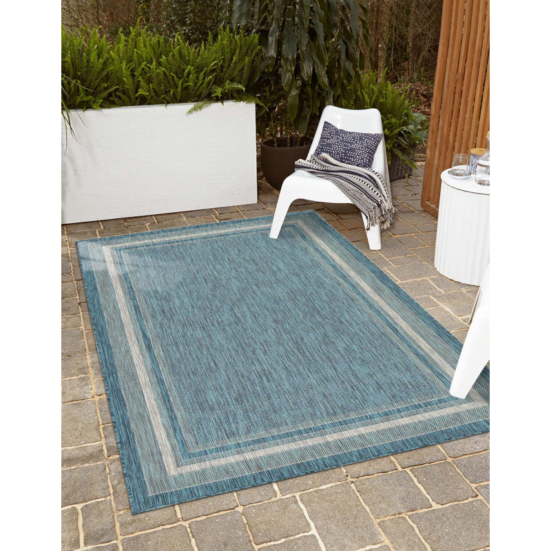 Tapis intérieur / extérieur Sevinc, Blue, Rectangle 3 pi 3 po x 5 pi 3 po