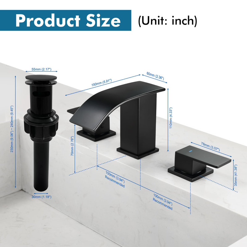 Widespread 2-handle Bathroom Faucet with Drain Assembly