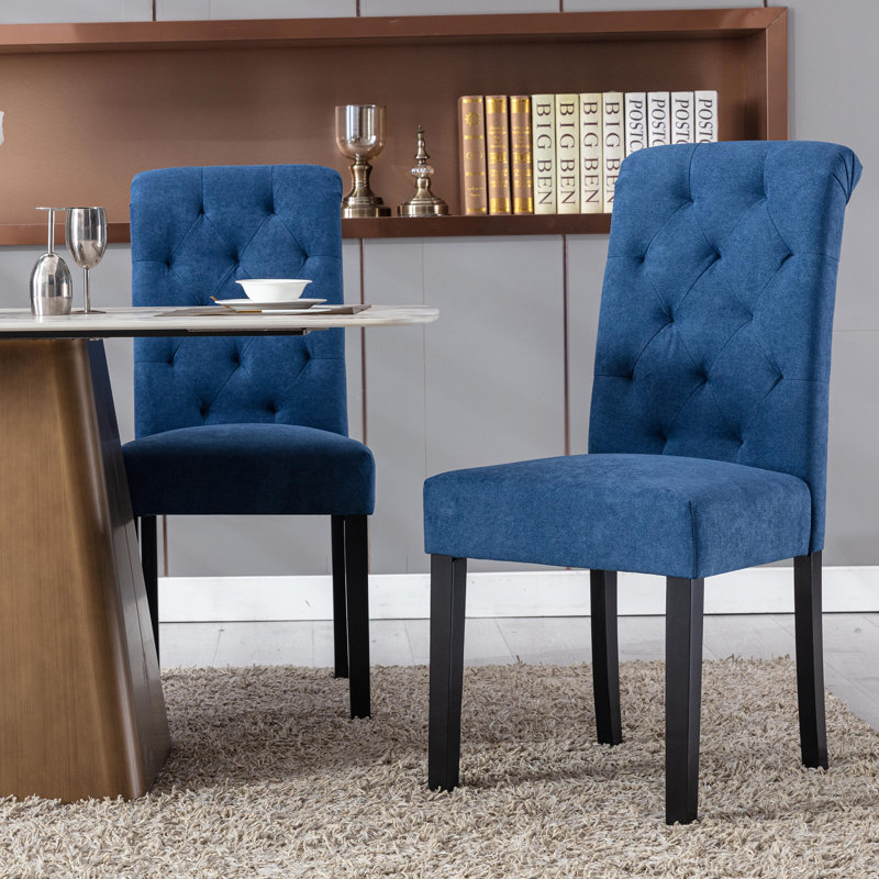 Barbagallo 19.5'' H Tufted Upholstered Parsons Chair, Blue Polyester