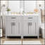 Meuble-lavabo moderne de 48 pouces avec lavabo en céramique, portes à fermeture en douceur, tiroir rabattable et tablettes de porte à double couche pour un rangement élégant-1525433845