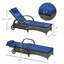 Chaise longue d'extérieur en osier de rotin en PE avec dossier réglable à 5 niveaux avec roulettes Wicker