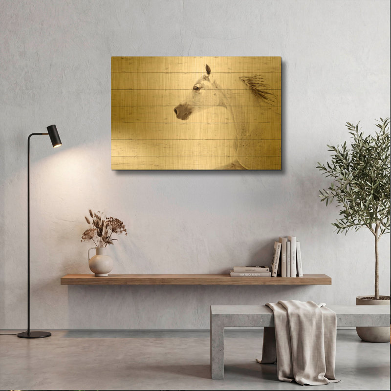 «Moonbay» par Kari Brooks, art mural en métal doré, 36 po x 24 po, 36 po x 24 po