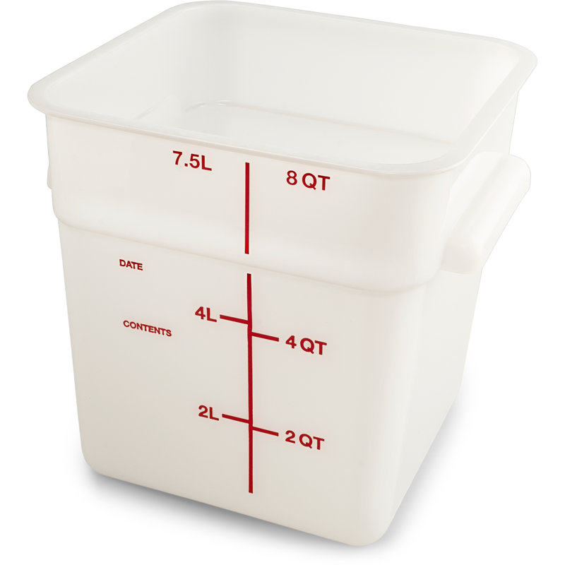 Carlisle Food Service Products 2 Gallons Square Polyethylene Food Storage Container, White