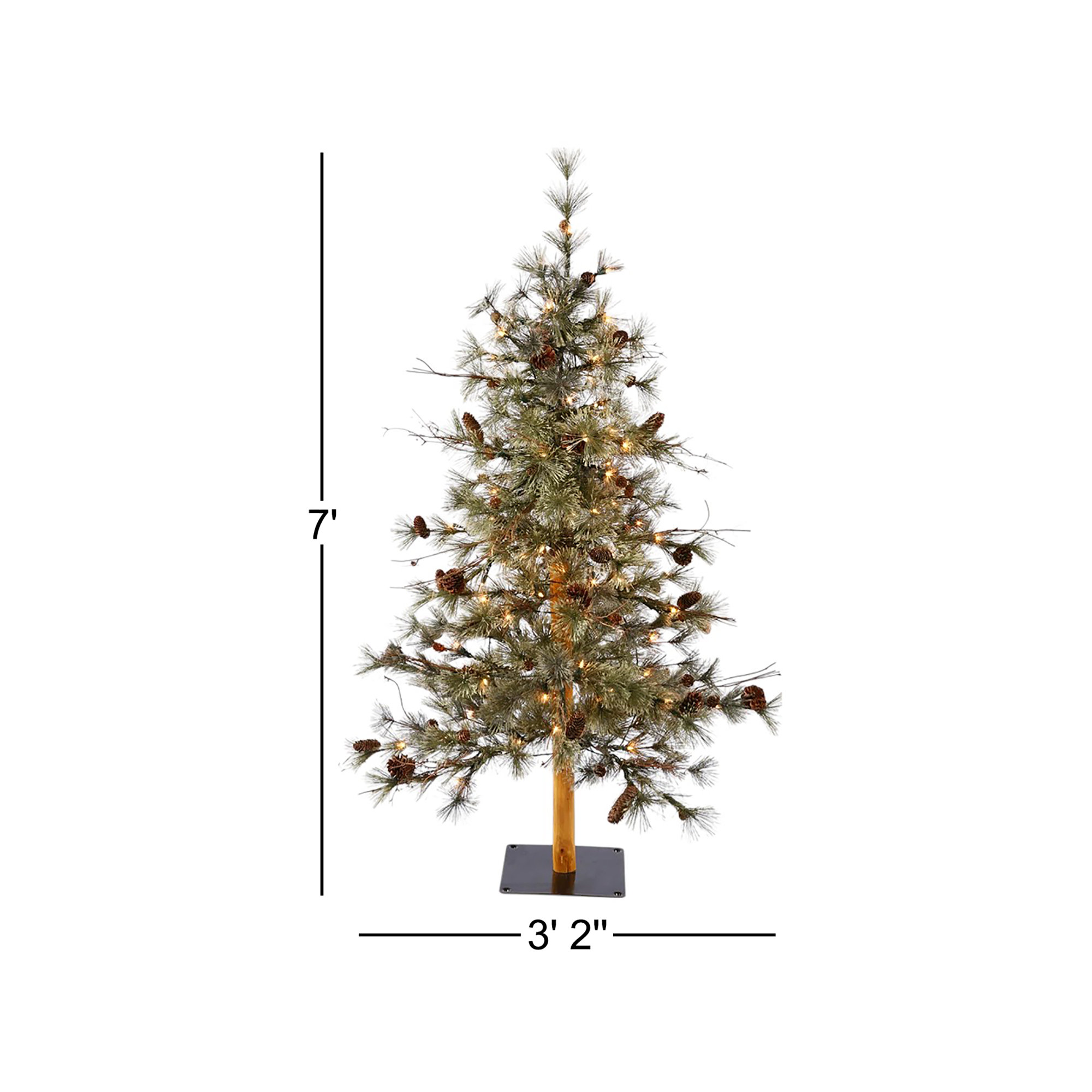 Dakota Pine Lighted Artificial Pine Christmas Tree, 7'