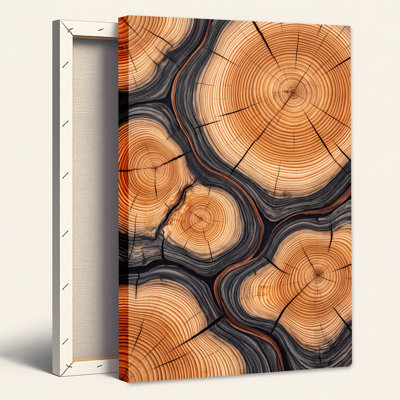 «Concentric Brown and Black Tree Ring Cross Sections», art mural sur toile