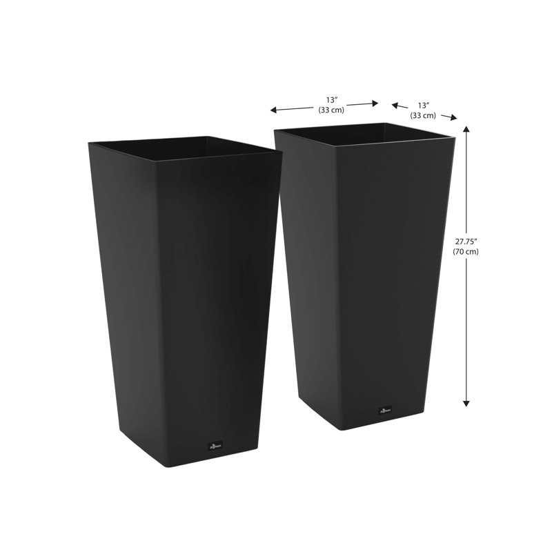 Tall 28" Square Planter Box with Plant Shelf Insert, 2