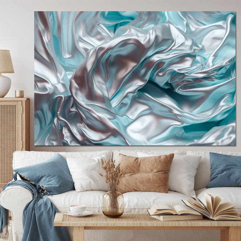 «Silver Blue Dancing Colors» - art mural grand marbre abstrait