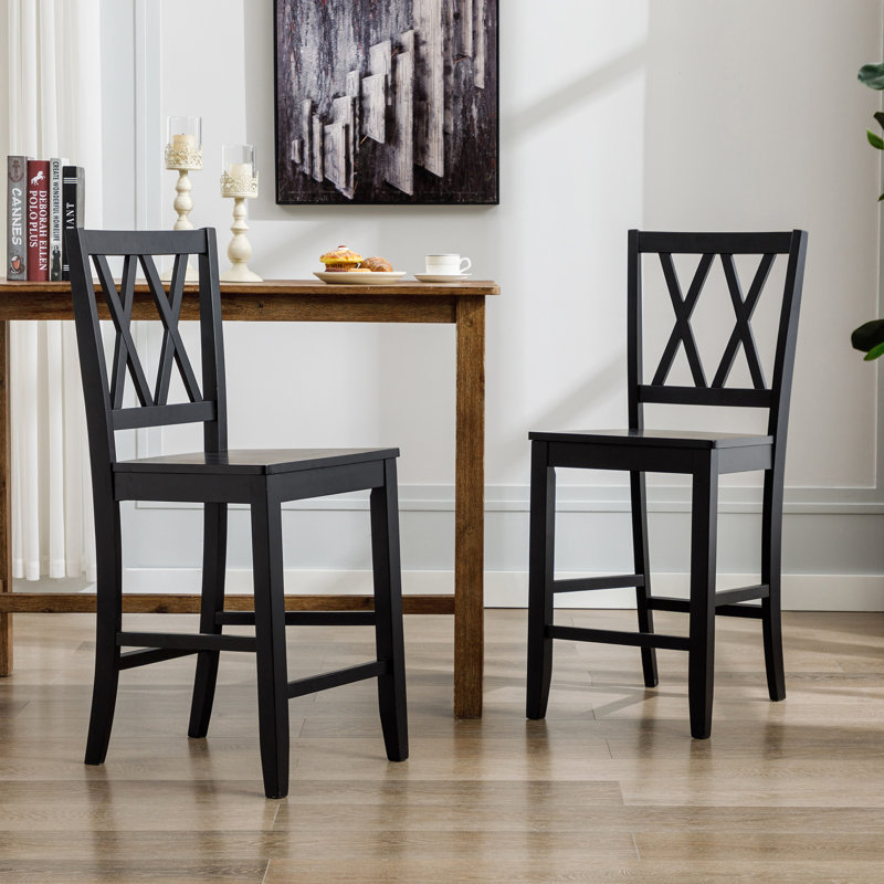 Christin Solid Wood 24" Counter Stool, Black