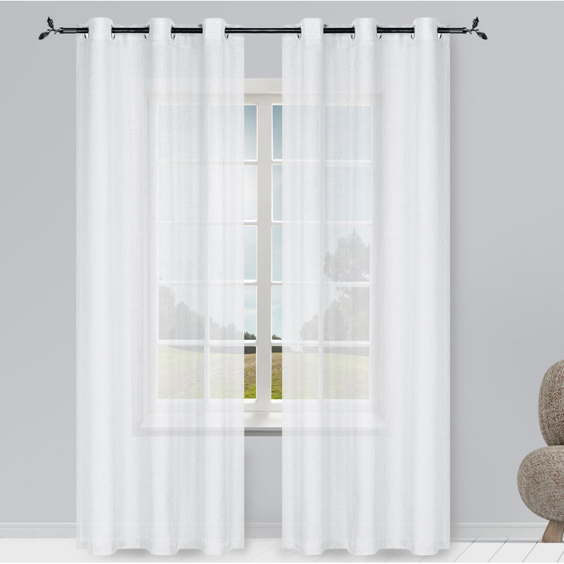 Rideaux semi-transparents avec œillets Spectrum, l 38 po x L 96 po, Blanc