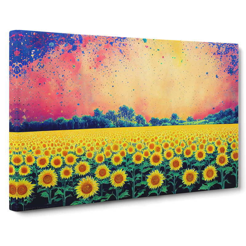 Uplifting Sunflower Field - Wrapped Canvas, 35cm H x 50cm W x 3cm D