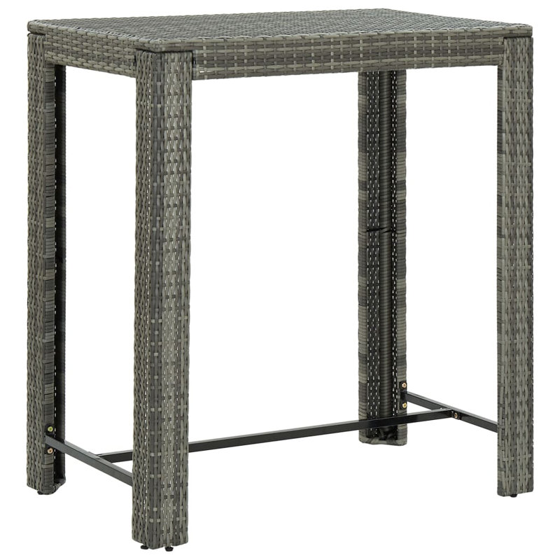 Rattan Outdoor Bar Table, Gray, 23.8" W x 55.3" L x 43.5" H