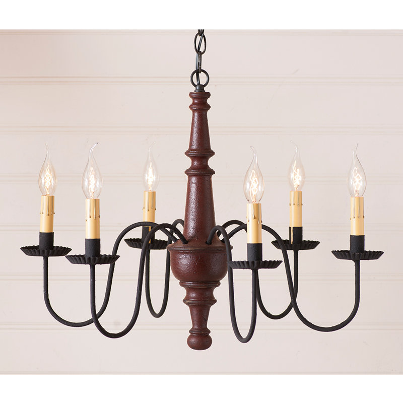 Lustre traditionnel / classique à 6 lumières de style bougie Whitmire, Rouge Americana