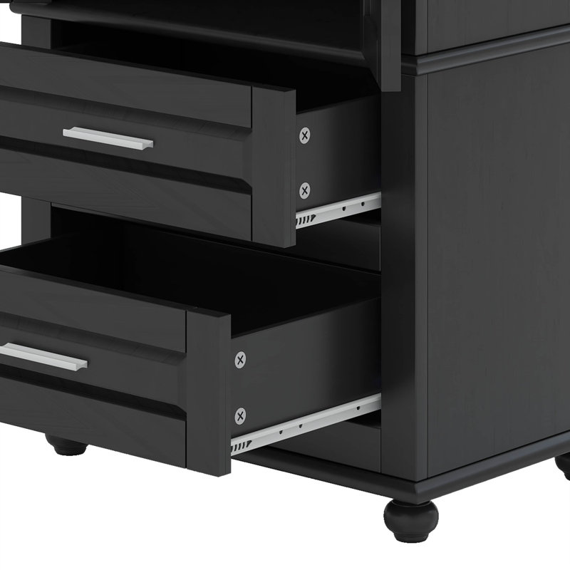 Armoire de rangement haute avec 2 tiroirs, Noir
