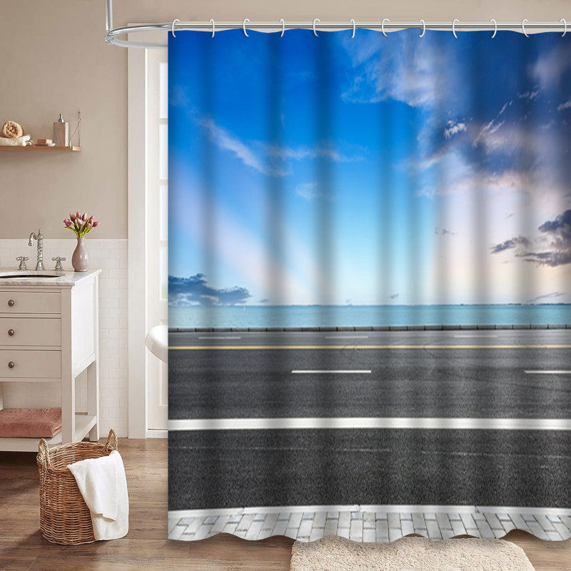 Rideau de douche à 12 crochets Blue Sea, L 72 po x l 78 po