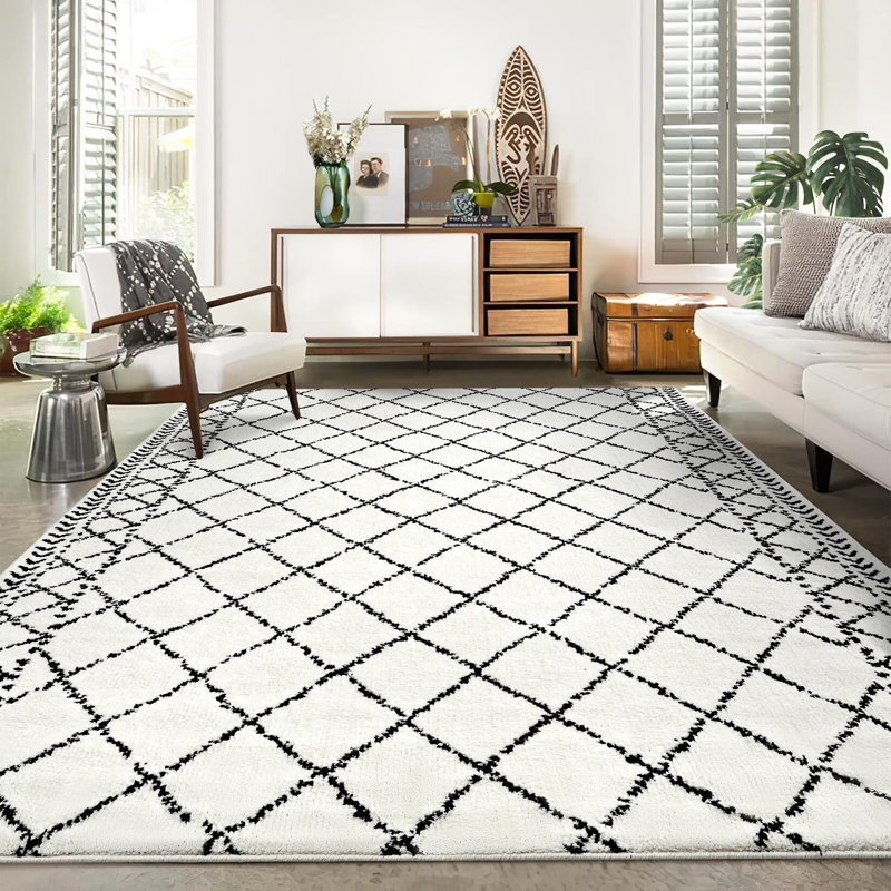 Très grand tapis moelleux moderne, Rectangle 9 pi x 12 pi