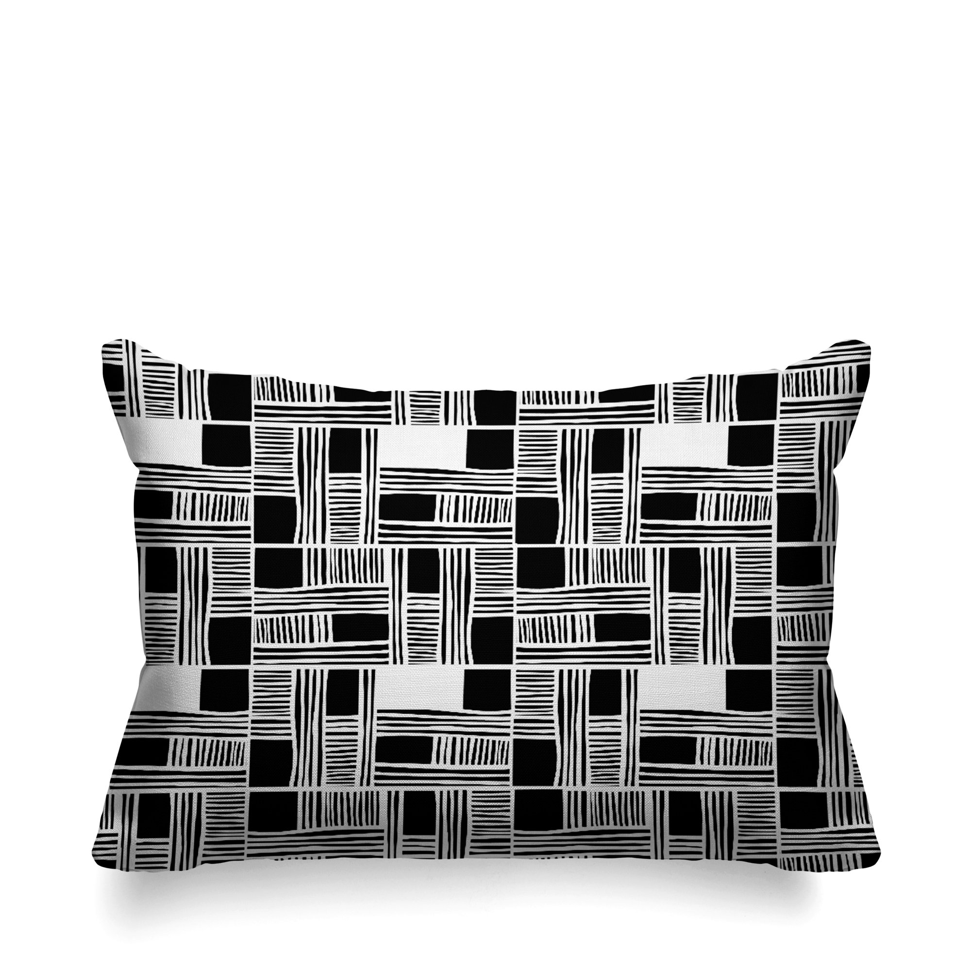Kapri Indoor/Outdoor Throw Pillow, Black, 14" x 20", Rectangle