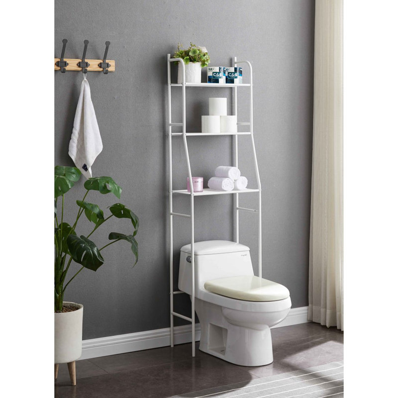 Étagère de rangement à trois niveaux au-dessus de la toilette - Blanc