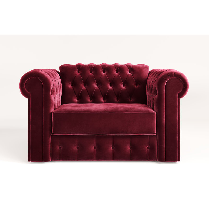 Jay-Be Chesterfield Snuggler Sofa Bed with E-Sprung Mattress - Luxe Velvet, Shiraz
