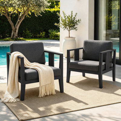 Junco Solid Wood Teak Outdoor Lounge Chair With Cushion And Arm