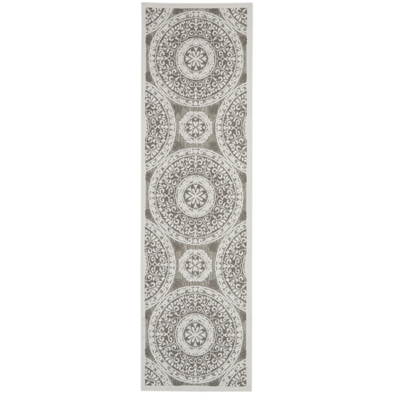Tapis taupe moderne Romelia, Tapis de couloir 2 pi 2 po x 10 pi