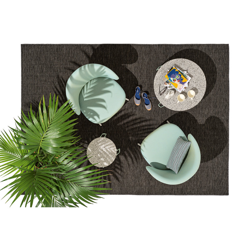 Tuka Upholstered Outdoor Lounge Chair with Metal Frame, Thyme Green