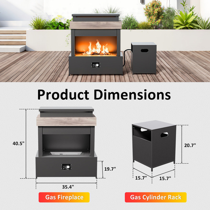 Outdoor 50000 BTU Propane Steel Fireplace