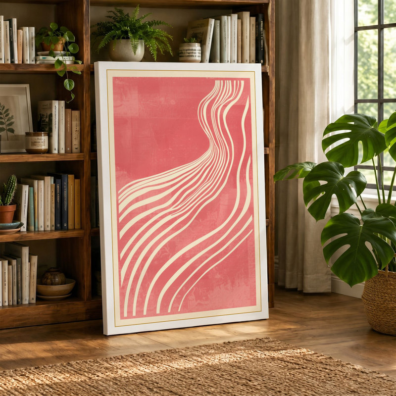 Flowing Lines Art Deco - Wrapped Canvas, 36x24 - 91.4 x 61.0 cm, Taupe Border