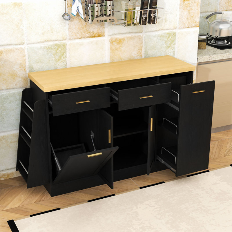 49 " W Kitchen Island, Black