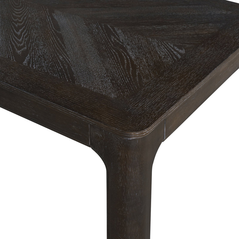 Rectangular Dining Table With Parquet-Style Top And Rounded Corners, Espresso