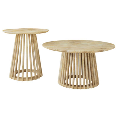 Diana Natural Mango 2-piece Round Coffee and End Table Set