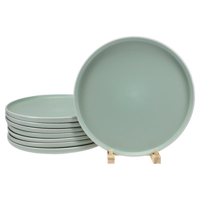 Set of 8, Tempo Dinner Plates, 10.5", Sage