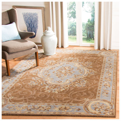 Tapis bleu / brun en laine touffeté à la main Sandusky
