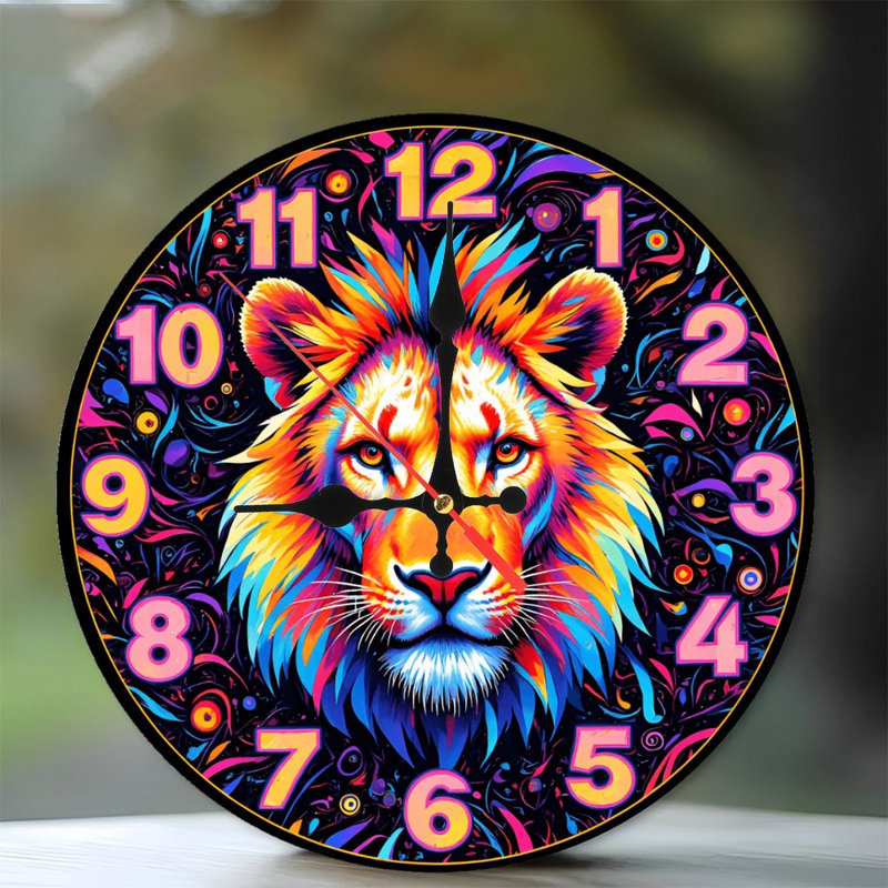 Horloge lion colorée