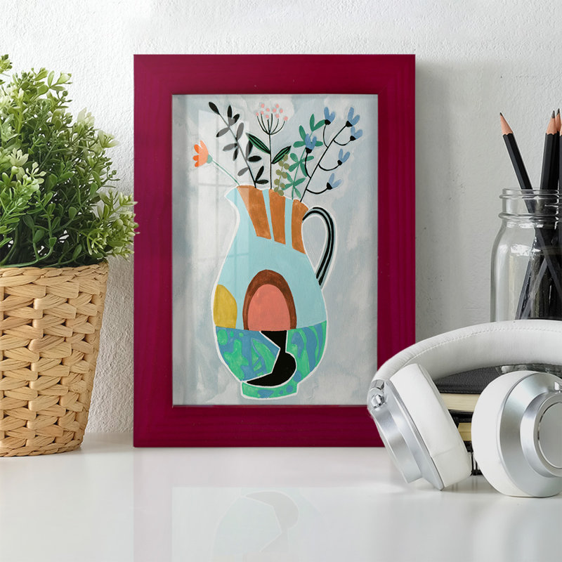 Ganpot Collage Vase III - Single Picture Frame Print, Red, 6" H x 4" W x 1" D