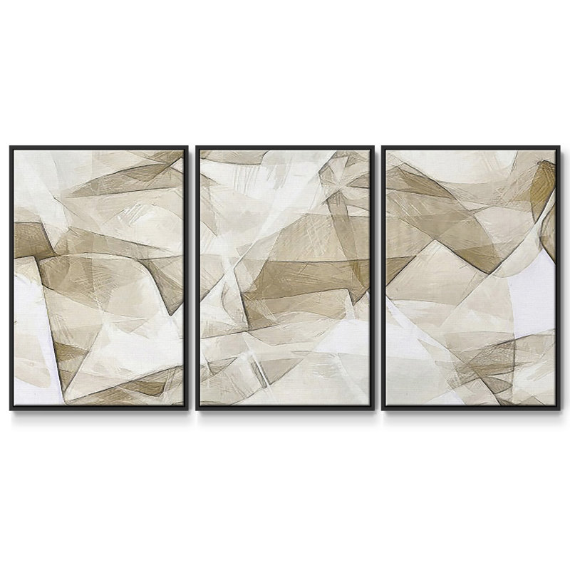 Mindfulness II - Toile encadrée multi-pièces, H 36 po x l 75 po x P 2 po, Noir