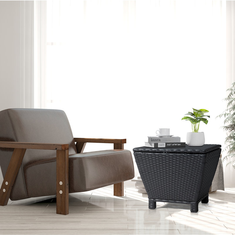 Patio Square Side Table, Black