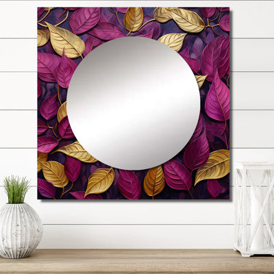 Delsen - Grand miroir carré pour décoration murale feuilles