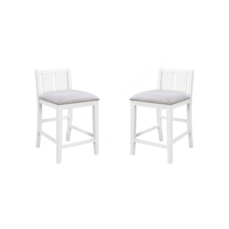 Gregorio Set Of 2 White Finish Upholstered Seat 20"W Counter Height Chair, White