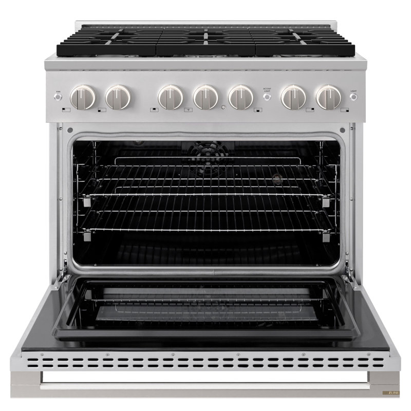 ZLINE 36 in. Marino Gas Range w/ 6 Gas Burners & Convection Oven in Satin Steel Stainless Steel, Gas, Stainless Steel
