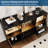 47 In Bar Cabinet With LED Lights & Charging Station, Modern Sideboard Buffet Cabinet With Storage Drawers, Wine Rack & Doors, Coffee Bar Table For Living Room, Dining Room, Home- Black-1223068051