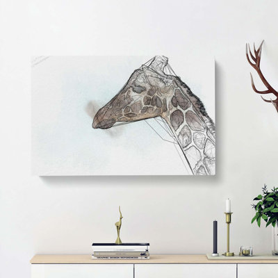 Giraffe Profile In Abstract - Wrapped Canvas