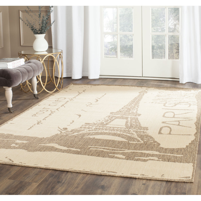 Tapis intérieur / extérieur beige / brun Fleming, Rectangle 9 pi x 12 pi 6 po