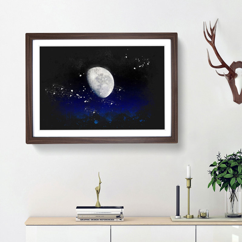 Close Up of the Moon - Picture Frame Graphic Art Print, 62cm H x 87cm W x 2cm D, Walnut Framed