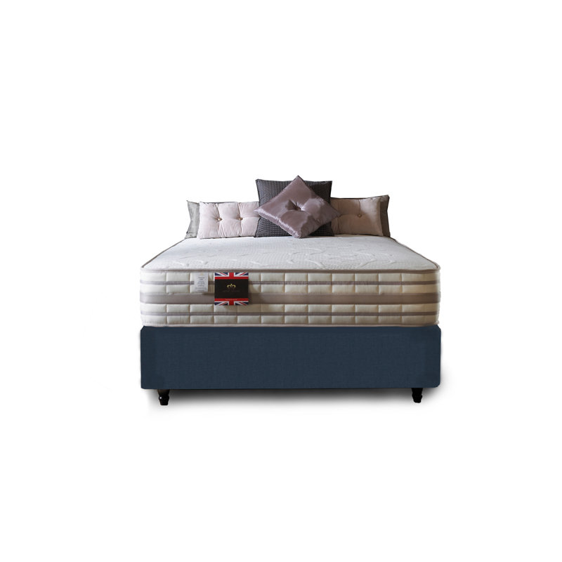 Aspelare Pocket Memory Divan Bed Set, Midnight Blue Linen, Double (4'6), 4 Drawers