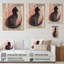 Feline Grace noir et rose - impression sur bois de chat - sur bois de pin naturel-1519663595