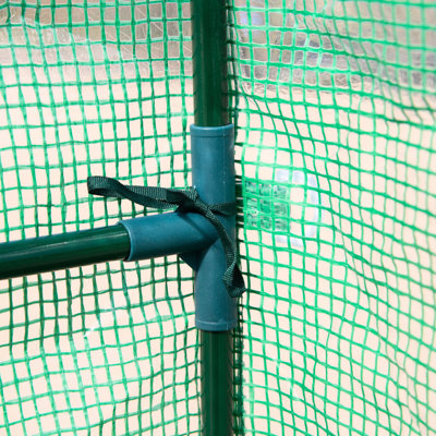 Walk-in Greenhouse 7 'x 5' 6,5 ', couverture en PE, 3 tablettes, cadre en acier pour fleurs, légumes, gaules, plantes tropicales - contrôle de la chaleur et de l'humidité, bloc, pluie pluviale 6,5' avec housse et cadre, tablettes