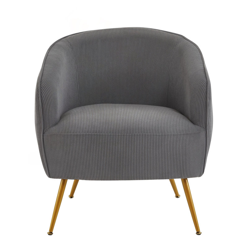 Fauteuil d'appoint en velours côtelé avec pieds en métal doré, Gris