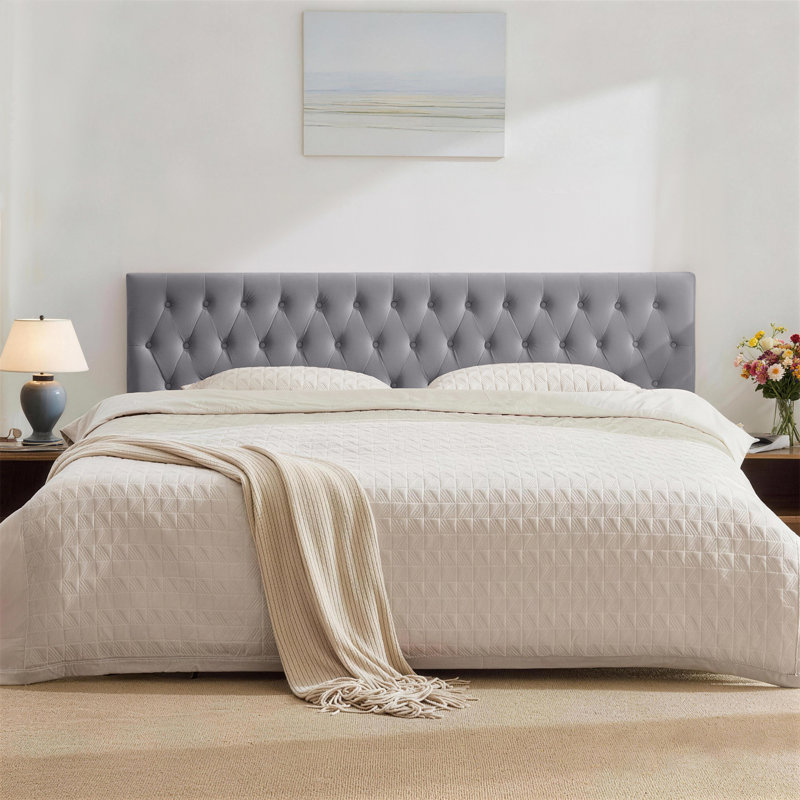 Tête de lit tapissier Aveigha, Double, Grey Velvet